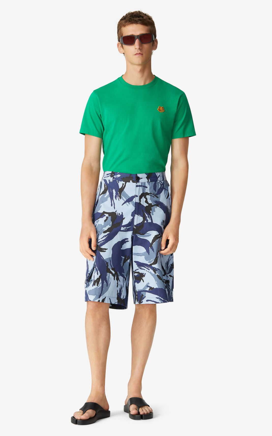 Calção Kenzo Tropic Camo cargo Masculino - Azuis | 607CSHXMF